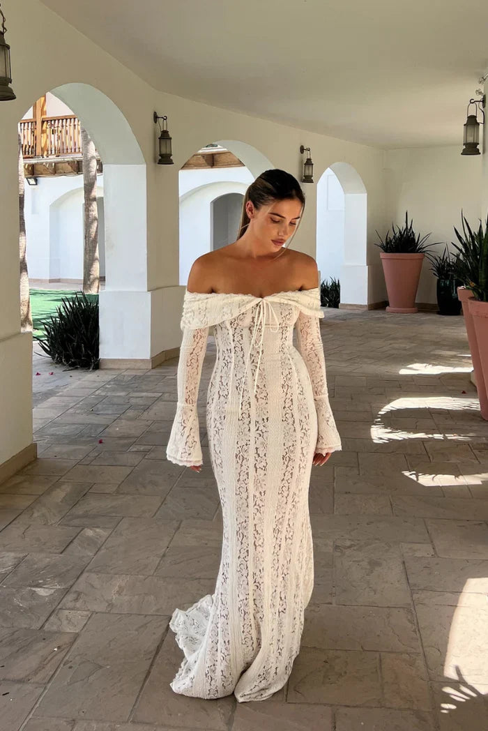 Wynsia | Women's Elegant Lace Off Shoulder Maxi Dress — 1
