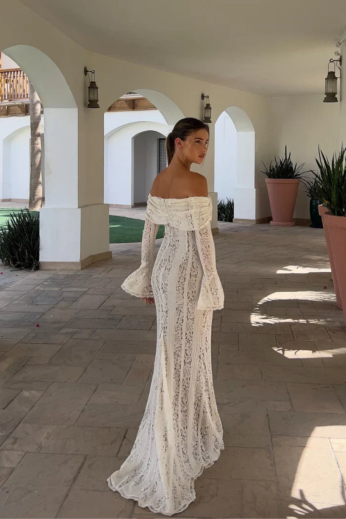 Wynsia | Women's Elegant Lace Off Shoulder Maxi Dress — 2
