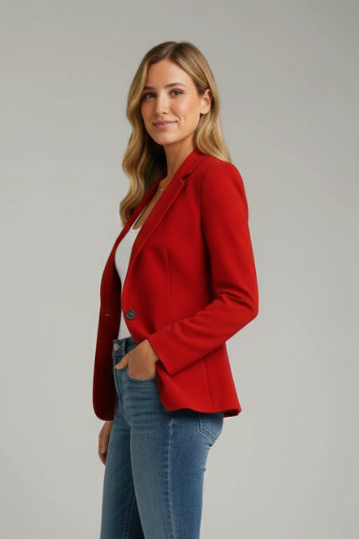 Xenia | Women's Tailored Single-Button Long Sleeve Blazer with Notched Lapel — 3