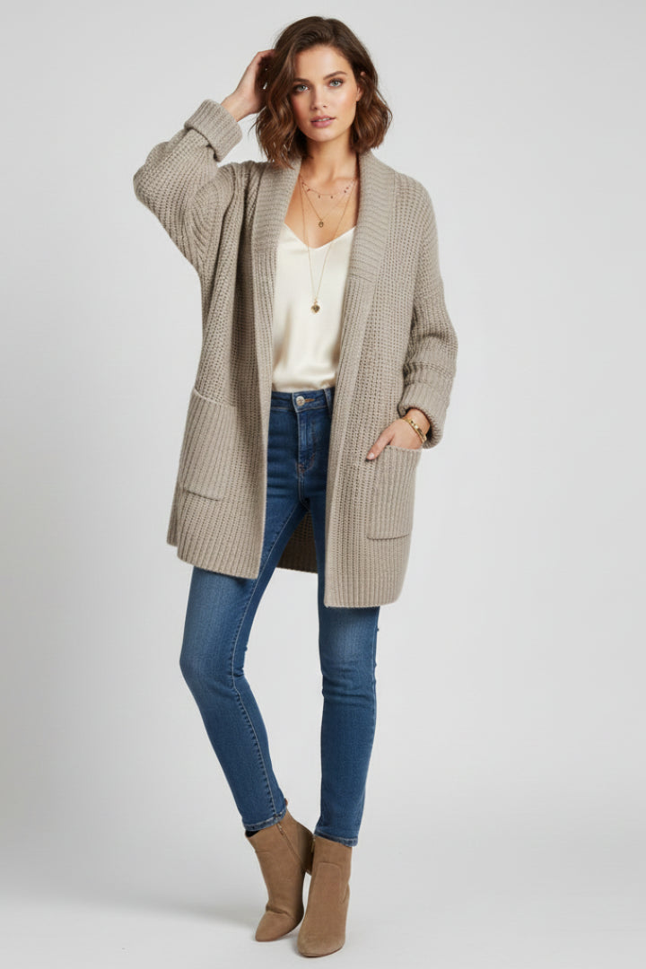 Ysoldesia | Women's Cozy Shawl Collar Longline Cardigan — 2