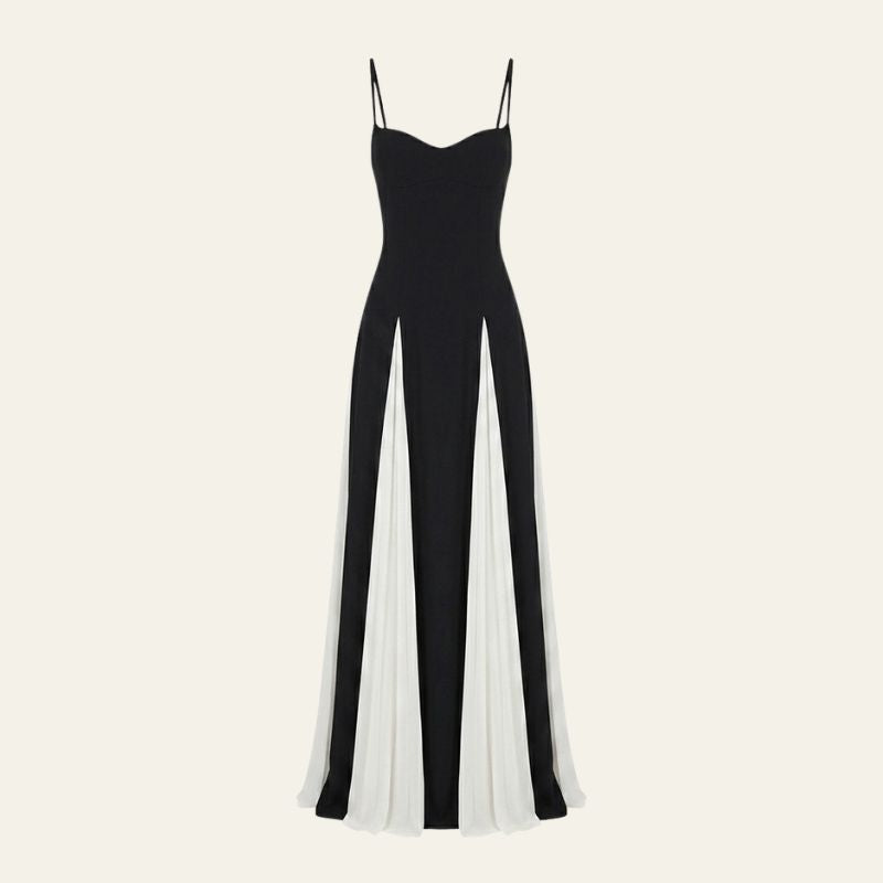 Zara | Women's Wedding Guest Elegant The Atlas Contrast Panel Maxi Dress Dresses — 1