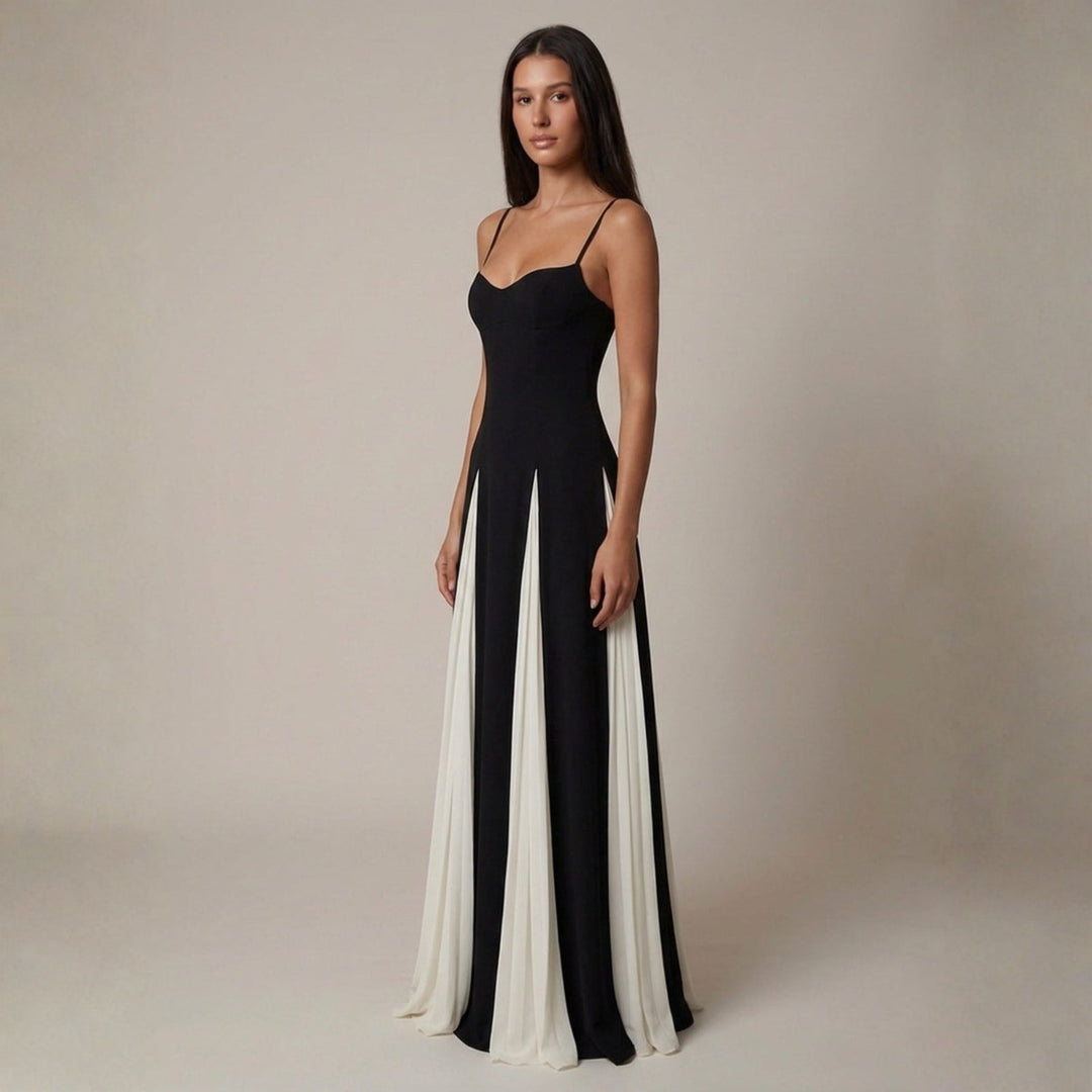 Zara | Women's Wedding Guest Elegant The Atlas Contrast Panel Maxi Dress Dresses — 3
