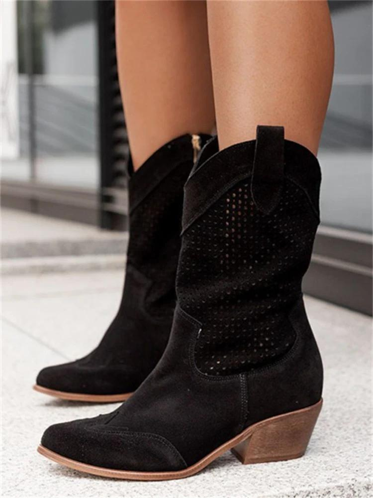 Zaraaria | Women's Orthopedic Western Block Heel Ankle Boots