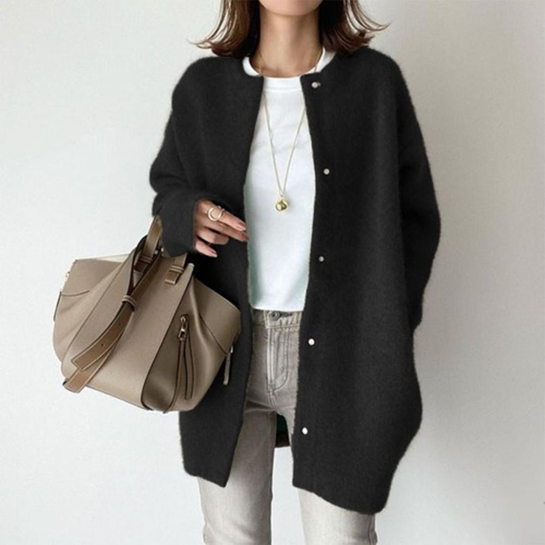 Zillaelle | Women's Knit Cozy Comfortable Cardigan — Black