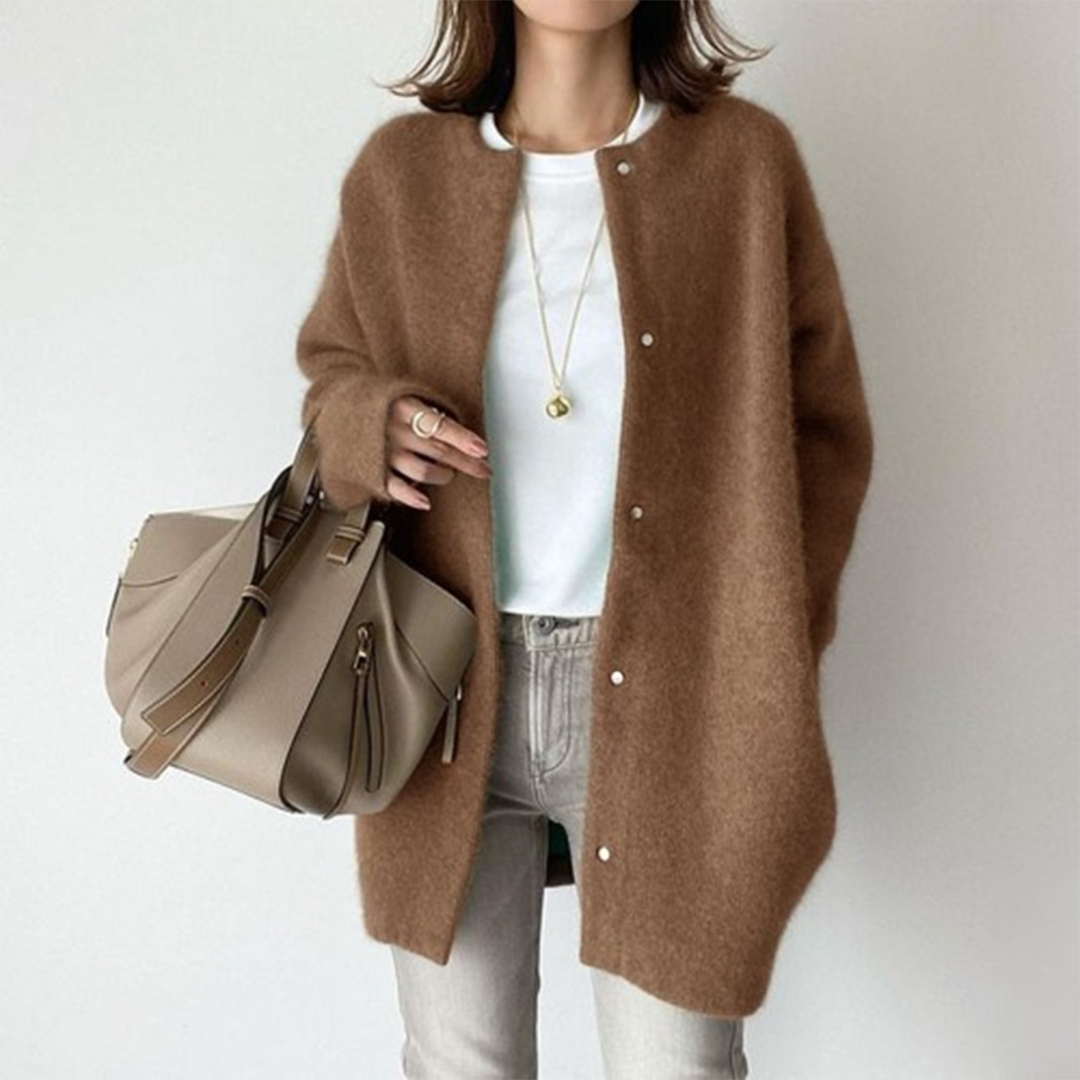 Zillaelle | Women's Knit Cozy Comfortable Cardigan — Brown