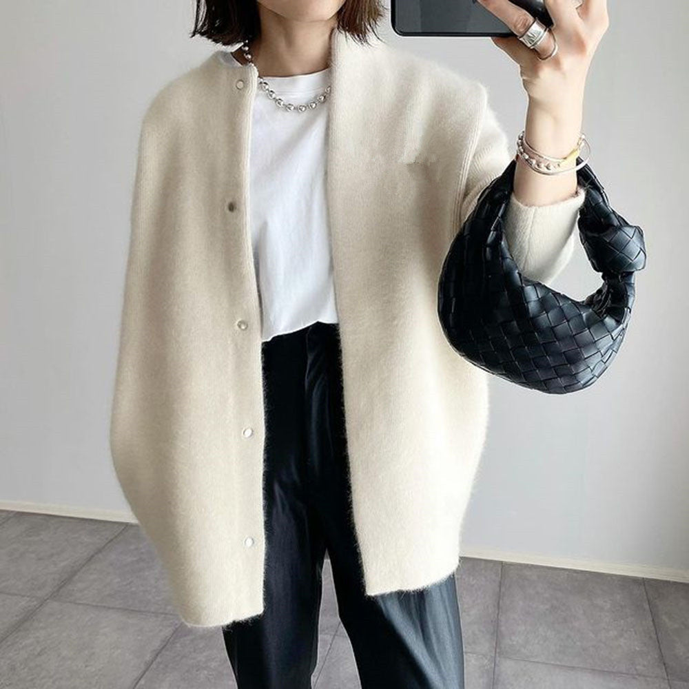Zillaelle | Women's Knit Cozy Comfortable Cardigan — Cream