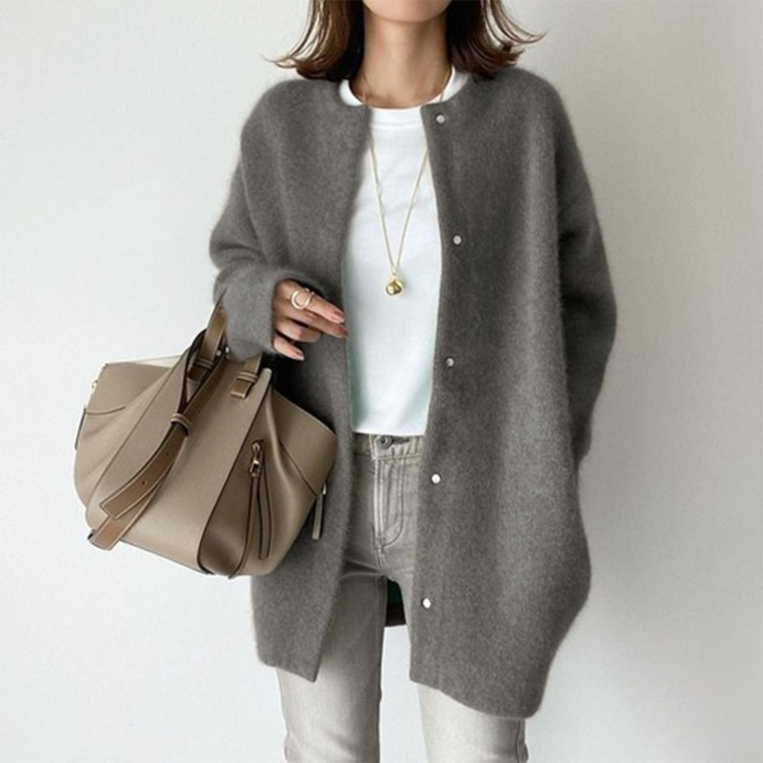 Zillaelle | Women's Knit Cozy Comfortable Cardigan — Grey