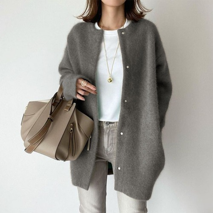 Zillaelle | Women's Knit Cozy Comfortable Cardigan — Grey