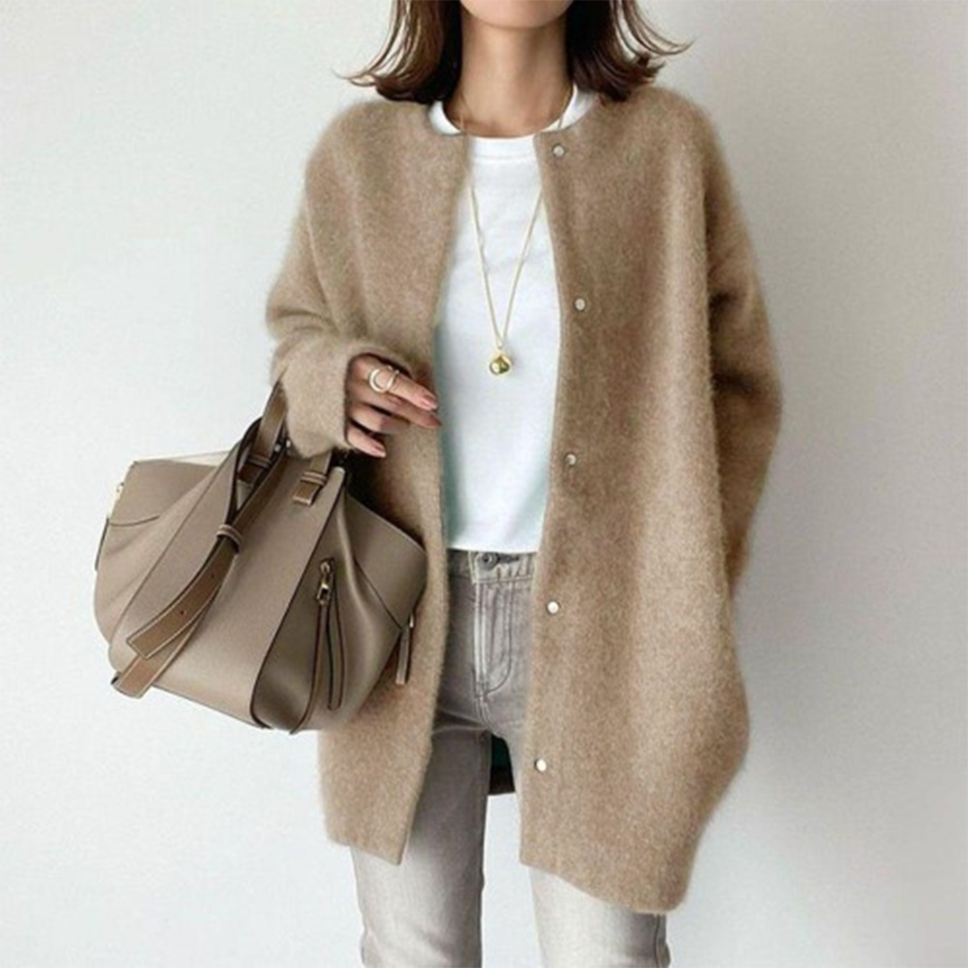 Zillaelle | Women's Knit Cozy Comfortable Cardigan — Khaki