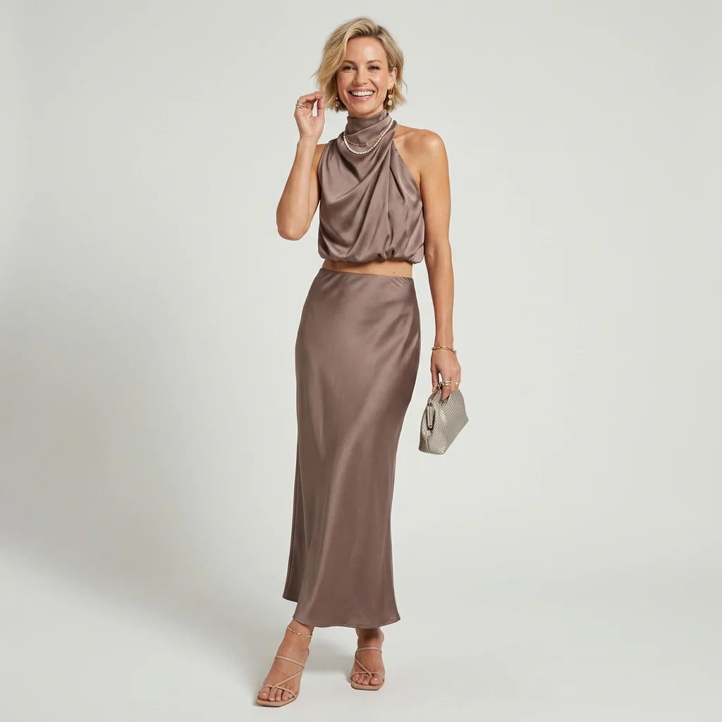 Elise | Festive Crop Top and Skirt Set