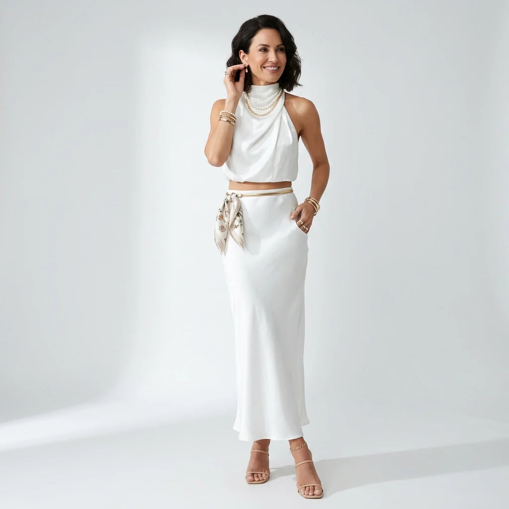 Elise | Festive Crop Top and Skirt Set